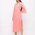 Women's  Pink Rayon Slub Embroidered Straight Kurta