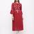 Women's  Mehroon Rayon Slub Embroidered Straight Kurta