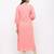 Women's  Peach Rayon Slub Embroidered Straight Kurta