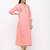 Women's  Peach Rayon Slub Embroidered Straight Kurta