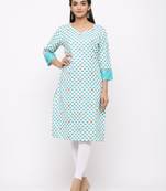 Women's  White Rayon Flex Embroidered Straight Kurta