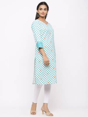 Women's  White Rayon Flex Embroidered Straight Kurta 4
