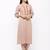 Women's  Beige Rayon Slub Embroidered Straight Kurta Pant Set