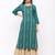 Women's  Teal Green Rayon Slub Embroidered Straight Kurta Sharara Set