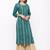 Women's  Teal Green Rayon Slub Embroidered Straight Kurta Sharara Set
