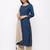 Women's  Teal Blue Rayon Slub, Cotton Embroidered Straight Kurta, Palazzo & Dupatta Set