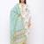 Women's  White Cotton Print Straight Kurta, Pant & Dupatta Set