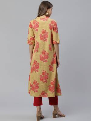 Mustard embroidered cotton embroidered-kurtis 4