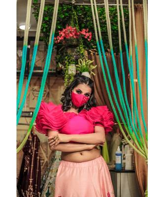 Pink Pure Raw Silk Peach Colour Lehenga Choli 3