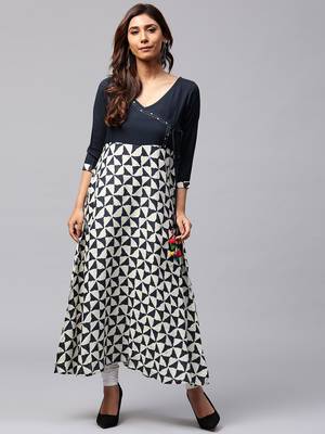 Blue printed Rayon kurti 1
