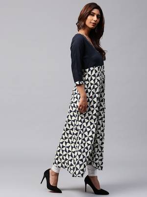 Blue printed Rayon kurti 3