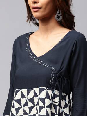 Blue printed Rayon kurti 4