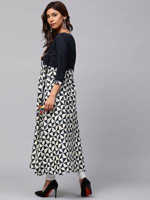 Blue printed Rayon kurti 5