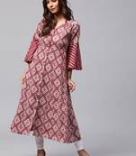 Maroon printed Cotton kurti