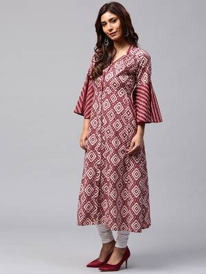 Maroon printed Cotton kurti 2