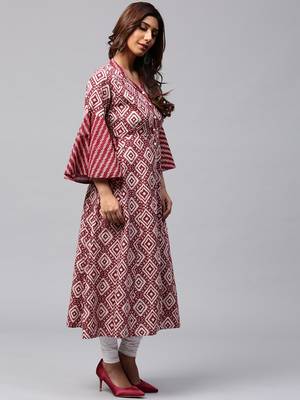 Maroon printed Cotton kurti 4