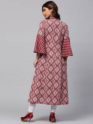 Maroon printed Cotton kurti 5