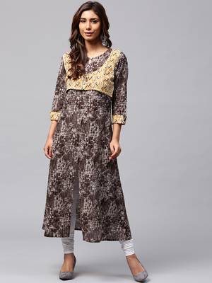 Brown printed Rayon kurti 1