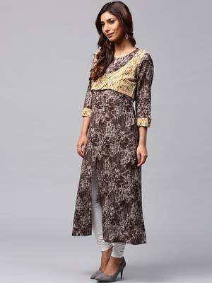 Brown printed Rayon kurti 2