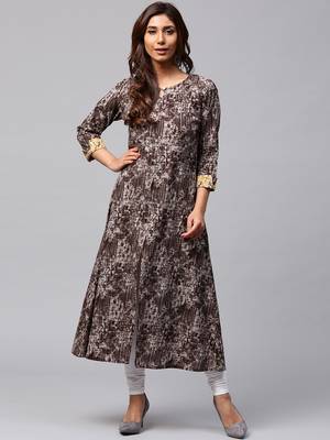 Brown printed Rayon kurti 3