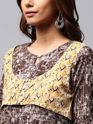 Brown printed Rayon kurti 4
