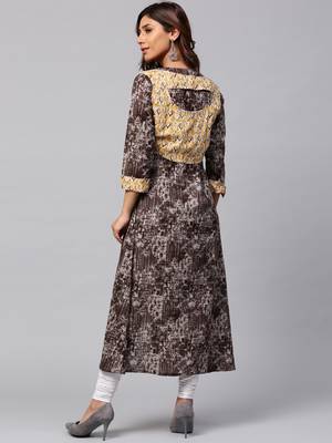 Brown printed Rayon kurti 5