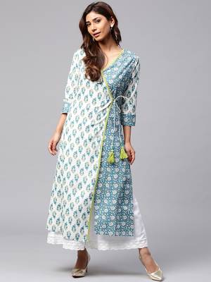 Off White printed Cotton kurti 1