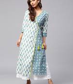 Off White printed Cotton kurti