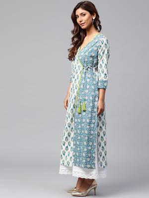 Off White printed Cotton kurti 3
