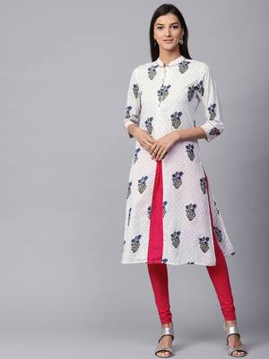 White printed Cotton kurti 1