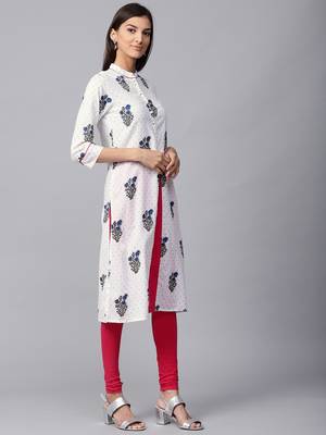 White printed Cotton kurti 2