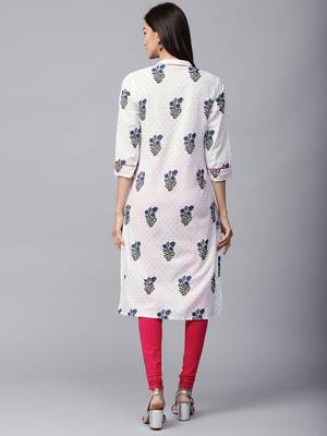 White printed Cotton kurti 3