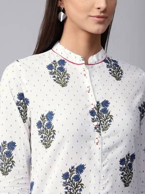 White printed Cotton kurti 5