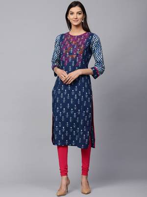 Blue printed Cotton kurti 1