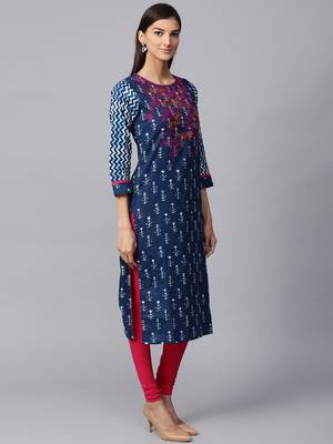 Blue printed Cotton kurti 3