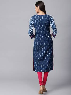 Blue printed Cotton kurti 4