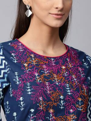 Blue printed Cotton kurti 5