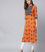 Orange printed Cotton kurti