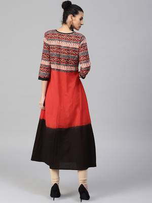 orange printed Cotton kurti 4
