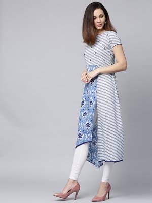 Blue printed Cotton kurti 3