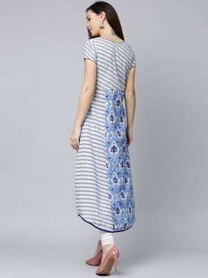 Blue printed Cotton kurti 4