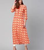 Orange printed Cotton kurti