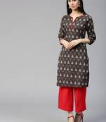 Brown printed Cotton kurti