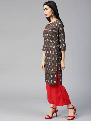Brown printed Cotton kurti 2