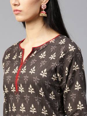Brown printed Cotton kurti 4