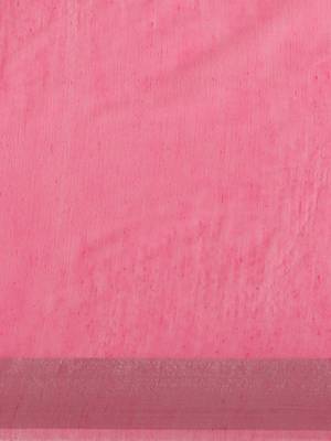 Pink hand woven linen saree with blouse 3