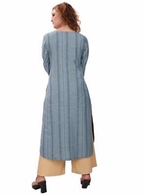 Blue embroidered cotton cotton-kurtis 2