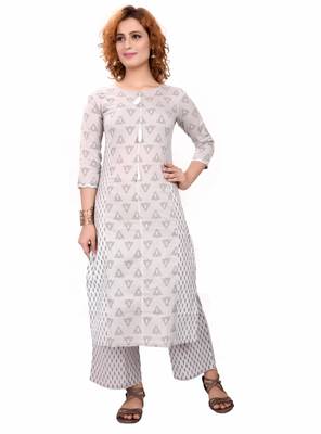 Grey printed cotton cotton-kurtis 1