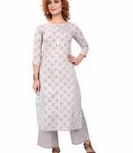 Grey printed cotton cotton-kurtis