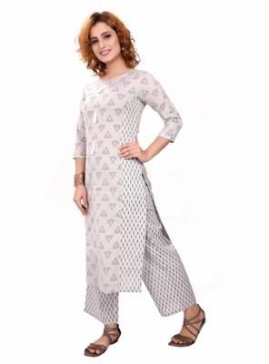 Grey printed cotton cotton-kurtis 3